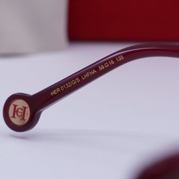 Carolina Herrera HER 0132/G/S 0LHF HA Square Sunglasses - Burgundy/Gold/Brown main image 4